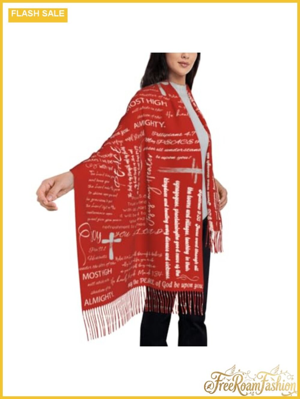 Women's Prayer Shawl Wrap Scarf with Tassels Polyester Lightweight